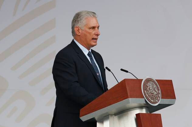 The president of Cuba, Miguel Diaz-Canel, participates as a special guest in the military parade of the 211th Anniversary of the Independence of Mexico, today, in the Zocalo of Mexico City, Mexico 16 September 2021. 211 anniversary of the independence of Mexico !ACHTUNG: NUR REDAKTIONELLE NUTZUNG!  Copyright: xJoséxMéndezx MEX1635 20210916-e3ecf96958c00ab95b89691a63bb5c08e66d5c02