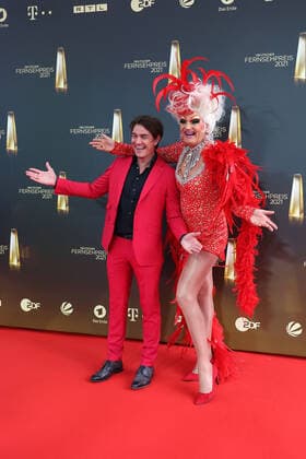 Matze Knop and Olivia Jones at the arrival to the German Television Award ceremony on 16 09 2021 in Cologne German Television Award ceremony 2021 in Cologne