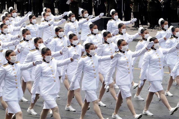 Ceremony Of The 211th Anniversary Of The independence Day MEXICO CITY, MEXICO - SEPTEMBER 16, 2021: Military take part during the ceremony of Military parade for the 211th anniversary of the Grito de Dolores or national Independence. On September 16, 2021 in Mexico City, Mexico. (Photo by Luis Barron Eyepix Group) Copyright: xLuisxBarronx EYEPIXGROUP_LB_16092021_5066