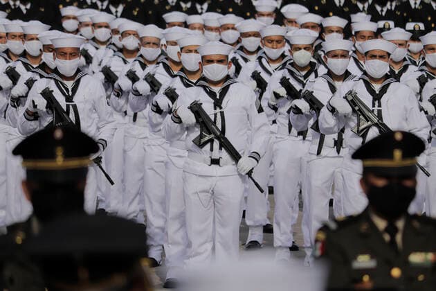 Military Parade On The Occasion Of The 211th Anniversary Of The Independence Of Mexico Members of the Secretariat of the Navy in the Zocalo of Mexico City, prior to the military parade on the occasion of the 211th anniversary of the Independence of Mexico. Mexico City Mexico vieyra-notitle210916_npjHd  Copyright: xGerardoxVieyrax