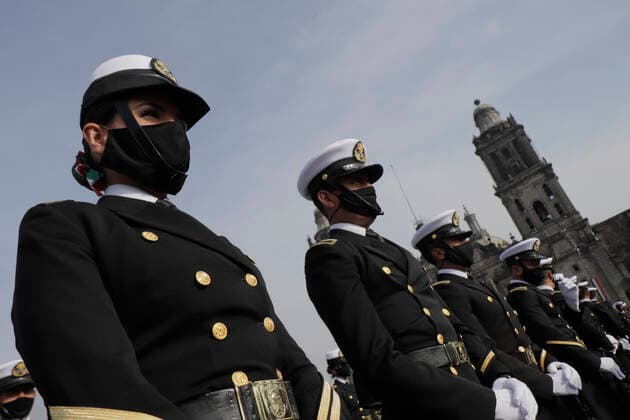 Military Parade On The Occasion Of The 211th Anniversary Of The Independence Of Mexico Members of the Secretariat of the Navy in Mexico City s Zocalo, during the military parade to mark the 211th anniversary of Mexico s Independence. Mexico City Mexico vieyra-notitle210916_npFTo  Copyright: xGerardoxVieyrax