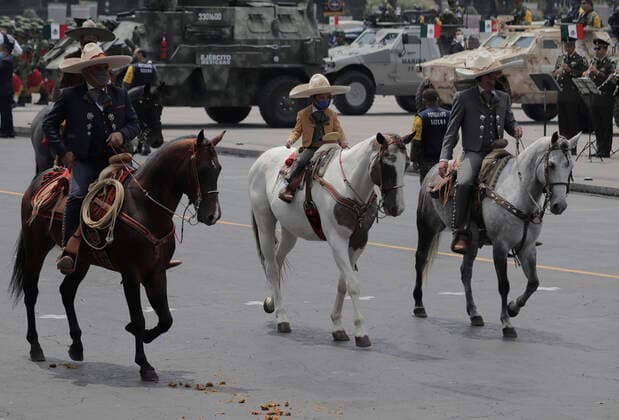 Military Parade On The Occasion Of The 211th Anniversary Of The Independence Of Mexico Members of the Mexican army s charreria school during the military parade in Mexico City s Zocalo, on the occasion of the 211th anniversary of Mexico s Independence. Mexico City Mexico vieyra-notitle210916_npEtC  Copyright: xGerardoxVieyrax