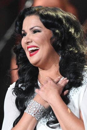 Russia Opera Singer Netrebko Anniversary 6653969 18.09.2021 Opera singer Anna Netrebko reacts during a concert marking her 50th birthday, at the State Kremlin Palace, Moscow, Russia. Ramil Sitdikov Sputnik Moscow Russia  Copyright: xRamilxSitdikovx