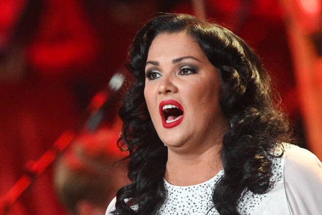 Russia Opera Singer Netrebko Anniversary 6653970 18.09.2021 Opera singer Anna Netrebko performs during a concert marking her 50th birthday, at the State Kremlin Palace, Moscow, Russia. Ramil Sitdikov Sputnik Moscow Russia  Copyright: xRamilxSitdikovx