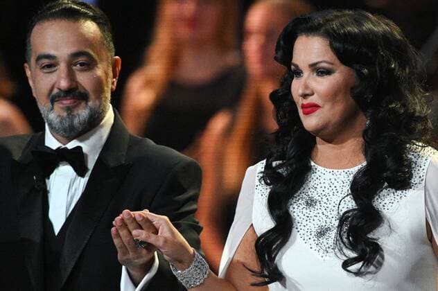 Russia Opera Singer Netrebko Anniversary 6653979 18.09.2021 Elchin Azizov, a soloist at the Bolshoi Theater, and opera singer Anna Netrebko perform during a concert marking Anna Netrebko s 50th birthday, at the State Kremlin Palace, Moscow, Russia. Ramil Sitdikov Sputnik Moscow Russia  Copyright: xRamilxSitdikovx