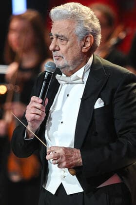 Russia Opera Singer Netrebko Anniversary 6653963 18.09.2021 Opera singer Placido Domingo speaks during a concert marking Anna Netrebko s 50th birthday, at the State Kremlin Palace, Moscow, Russia. Ramil Sitdikov Sputnik Moscow Russia  Copyright: xRamilxSitdikovx