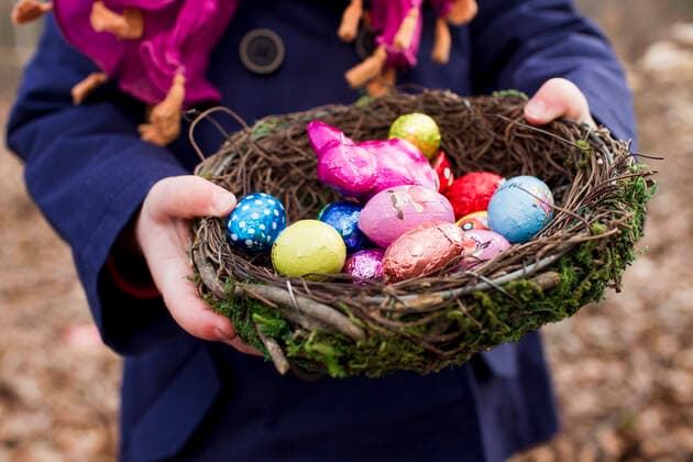 Cropped shot of female toddler holding basket nest of easter eggs in forest, 13.01.2016, Copyright: xChristinexSchneiderx, model released, wearing,holding,multi colored,cropped,front view,abundance,anticipation,childhood,fun,independence,innocence,success,happiness,nature,nest,basket,easter egg,child,toddler,only one toddler,caucasian ethnicity,female,girl,only one girl,one person,outdoors,rural,day,casual clothing,anorak,religious event,easter,lifestyle,leisure,part of,2 to 3 years,only female,easter egg hunt,January 2016 Release,Holding,Caucasian Ethnicity,Child,Preschooler,2-3 Years,Toddler,Female,Girls,Girl,Abundance,Achievement,Success,Anticipation,Childhood,Enjoyment,Fun,Independence,Innocence,Wellbeing,Happiness,Multi Coloured,One Ref:IS09AV4W2