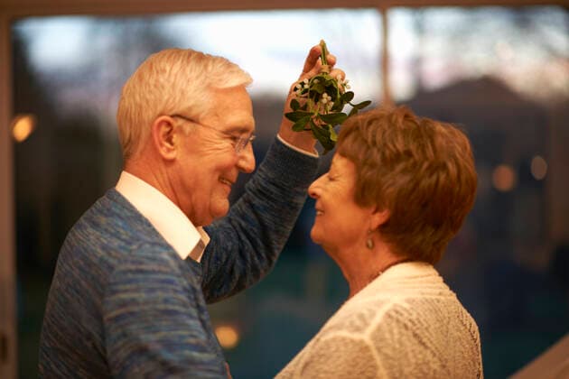 Romantic senior couple holding mistletoe, 31.01.2017, Copyright: xPeterxMullerx, model released, , property released, wearing,holding,gazing,gray hair,head and shoulders,side view,retirement,aging,anticipation,at home,traditional,bonding,festive,romance,sharing,togetherness,friendship,happiness,love,young at heart,mistletoe,70 to 74 years,75 to 79 years,caucasian ethnicity,senior woman,senior man,two people,window,indoors,living room,day,evening,casual clothing,blouse,sweater,cardigan,christmas,face to face,lifestyle,leisure,senior couple,both male and female,each other,February 2017 Release,Holding,Caucasian Ethnicity,Senior Adult,70-79 Years,75-79 Years,70-74 Years,Female,Women,Male,Men,Senior Men,Couple,Senior Couple,Aging Process,Anti Ref:IS09B4BT8