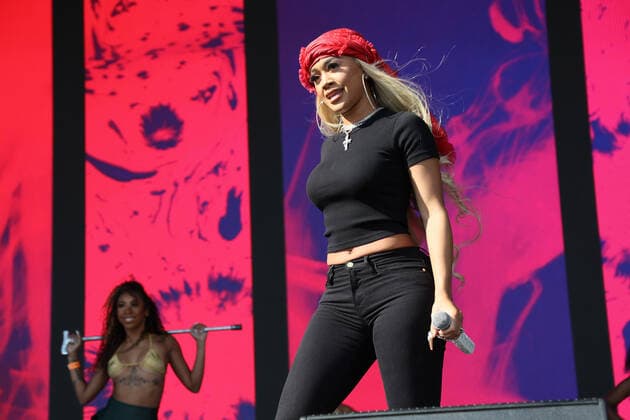 Rapper Saweetie on stage during the iHeartRadio Music Festival Daytime Concerts at Area15 in Las Vegas, Nevada on Saturday, September 18, 2021.  LAV2021091812 JAMESxATOA