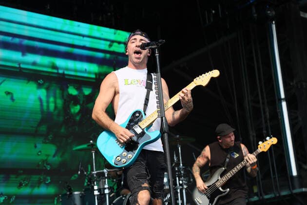 All Time Low performs on stage during the iHeartRadio Music Festival Daytime Concerts at Area15 in Las Vegas, Nevada on Saturday, September 18, 2021.  LAV2021091807 JAMESxATOA