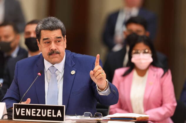 (210919) -- MEXICO CITY, Sept. 19, 2021 -- Venezuelan President Nicolas Maduro speaks during the 6th Summit of Heads of State and Government of the Community of Latin American and Caribbean States (CELAC) in Mexico City, capital of Mexico, on Sept. 18, 2021. ( Handout via Xinhua) MEXICO-MEXICO CITY-CELAC-SUMMIT AgenciaxVenezolanaxdexNoticias 