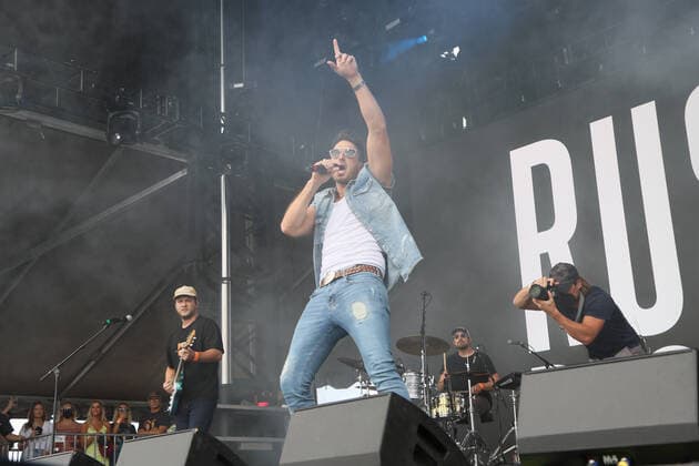 Country music artist Russell Dickerson on stage during the iHeartRadio Music Festival Daytime Concerts at Area15 in Las Vegas, Nevada on Saturday, September 18, 2021.  LAV2021091840 JAMESxATOA