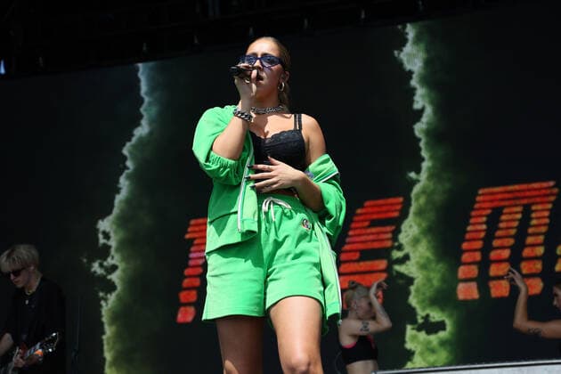 Pop singer Tate McRae performs on stage during the iHeartRadio Music Festival Daytime Concerts at Area15 in Las Vegas, Nevada on Saturday, September 18, 2021.  LAV2021091849 JAMESxATOA