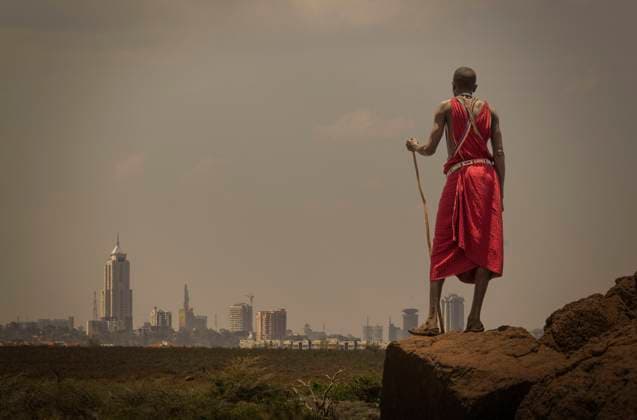 Masai man with traditional dress watching Nairobi s skyline, Nairobi, Nairobi Area, Kenya, 23.02.2018, Copyright: xLostxHorizonxImagesx holding,looking at view,full length,rear view,discovery,exploration,future,real people,development,growth,nature,masai,man,one person,landmark,africa,kenya,outdoors,skyline,traditional clothing,standing,indigenous culture,travel,dreaming,stick,traditional culture,travel destination,Star Images,place of interest,indigenous people,nairobi,rock,February 2018 Release,Dreaming,Standing,Holding,Looking At View,African Descent,Native African Ethnicity,Masai,Male,Men,Curiosity,Development,Growth,Time,Future,Landmark,One Person,Africa,East Africa,Kenya,Nairobi,Full Length,Rear View,Traditional Clothing,Stick,Symb Ref:IS09BC4EZ