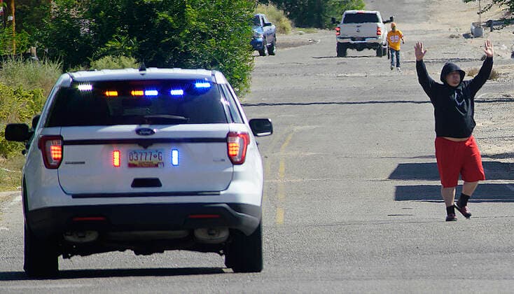 September 19, 2021, NEW MEXICO, USA: 091921.A suspect turns himself in after a homeless man shot and killed at Central and 98th Street . Photographed on Sunday September 19, 2021. USA - ZUMAab1_ 20210919_zaf_ab1_003 Copyright: xAdolphexPierre-Louis Journalx