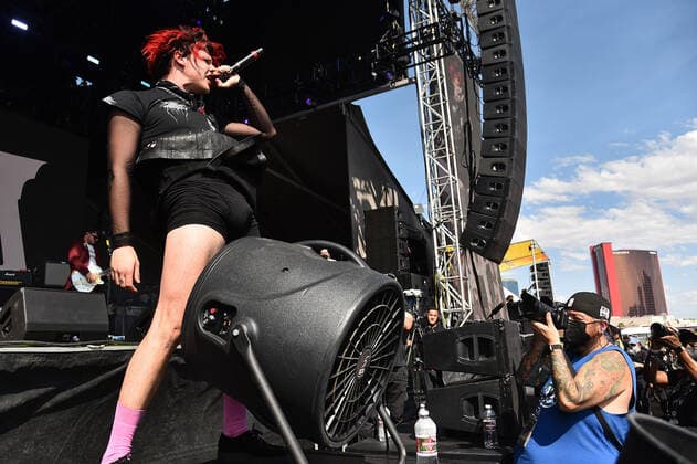 September 18, 2021, Las Vegas, NV, USA: Yungblud performs on the Daytime Stage at the 2021 iHeartRadio Music Festival at AREA15 on September 18, 2021 in Las Vegas, Nevada. Las Vegas USA - ZUMAs181 20210918_zea_s181_086 Copyright: xImagespacex