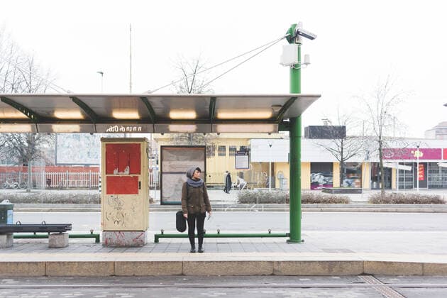 Female backpacker standing at city bus station, 26.05.2017, Copyright: xEugenioxMarongiux, model released, wearing,looking over shoulder,waiting,front view,full length,anticipation,city living,connections,real people,independence,backpack,caucasian ethnicity,mid adult woman,only one mid adult woman,backpacker,one person,europe,italy,milan,outdoors,urban,day,bus station,casual clothing,knit hat,jacket,jeans,standing,lifestyle,leisure,travel,backpacking,transport,sleeping bag,alone,only female,May 2017 Release,Standing,Looking Over Shoulder,Waiting,Caucasian Ethnicity,Female,Women,Mid Adult Women,Only Mid Adult Women,One Mid Adult Woman Only,Backpacker,Anticipation,City Life,Connection,Independence,One Person,Southern Europe,Italy,Lombardy Ref:IS49B030