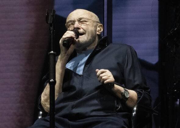 Genesis perform on the first night of their Last Domino? reunion tour at Utilita Arena Birmingham. This is the bands first live performance in 13 years. Featuring: Phil Collins Where: Birmingham, United Kingdom When: 20 Sep 2021 Credit: Cover Images Copyright: xx 50666780 EDITORIAL USE ONLY. NOT FOR USE BY NEWSPAPERS BASED IN THE UK.