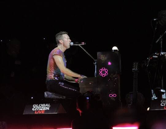 September 25, 2021, New York, USA: Coldplay performs during The Global Citizen Live at Central Park lawn in New York to the delight of fans. The band sang with some invited artists like Billie Eilish, Cabello, Shawn Mendes and an African singer. To get into the event, there is need of vaccine proof for everyone.  Copyright: xNiyixFotex