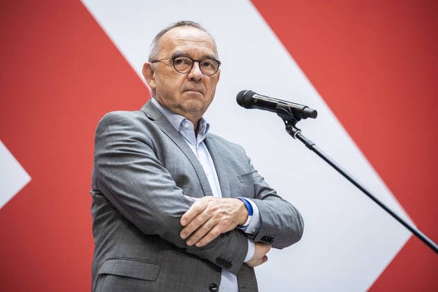 Norbert Walter-Borjans, Bundesvorsitzender der SPD, aufgenommen im Rahmen einer Pressekonferenz im Willy-Brandt-Haus in Berlin, 27.09.2021. Bei der Bundestagswahl wurde die SPD staerkste Kraft vor der CDU und den Gruenen. Berlin Deutschland *** Norbert Walter Borjans, federal chairman of the SPD, recorded during a press conference at the Willy Brandt House in Berlin, 27 09 2021 In the federal election, the SPD became the strongest party, ahead of the CDU and the Greens Berlin Germany Copyright: xFlorianxGaertner photothek.dex