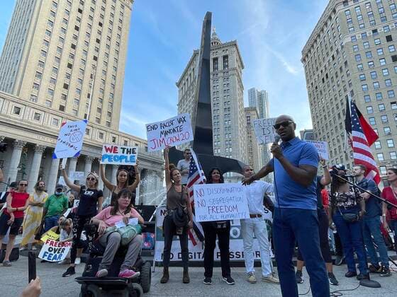 NEW YORK, NY- SEPTEMBER 27: Protest against COVID Vaccine Mandate For New York City Teachers. To Take Effect After Federal Appeals Court Lifts Temporary Ban. The rally was organized by the group Teachers for Choice on September 27, 2021 at Foley Square in New York City. Copyright: xRainmakerxPhotosx