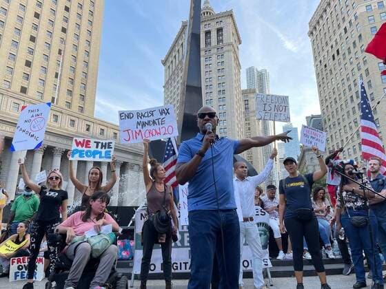 NEW YORK, NY- SEPTEMBER 27: Protest against COVID Vaccine Mandate For New York City Teachers. To Take Effect After Federal Appeals Court Lifts Temporary Ban. The rally was organized by the group Teachers for Choice on September 27, 2021 at Foley Square in New York City. Copyright: xRainmakerxPhotosx