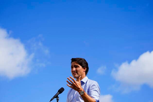 September 28, 2021, Ottawa, Ontario, Canada: Prime Minister Justin Trudeau speaks to media as he visits a vaccine clinic in Ottawa on Tuesday, Sept. 28, 2021. Ottawa Canada  - ZUMAc35_ 20210928_zaf_c35_021 Copyright: xSeanxKilpatrickx