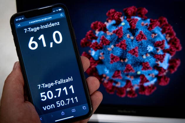 Coronavirus in Germany Covid 19 Dashboard of the Robert Koch Institute 29 09 2021 Robert Koch Institute 7 days Incidence 61.0 7 days Number of cases 50 711 COVID 19 cases 4 215 351 Addition by 11 780 compared to the previous day COVID 19 deaths 93 571 Addition by 67 compared to the previous day