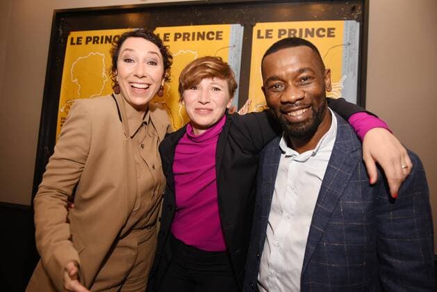 28 09 2021 xesx Frankfurt am Main, Harmonie Kino Premiere of the film Le Prince with Austrian actress Ursula Strauss, director Lisa Bierwirth and French star Passi Balende from left emspor, DFL regulations prohibit any use of photographs as image sequences and or quasi video