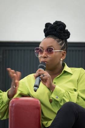 The 26th International Book Fair and Literary Festival Book World Prague 2021 took place in the Industrial Palace, Vystaviste Praha, Prague Exhibition Grounds on 23 - 26 September 2021, Czech Republic, September 24, 2021. Pictured Chimamanda Ngozi Adichie of Nigeria. (CTKxPhoto MarketaxVojtikova) CTKPhotoF202109270024701 