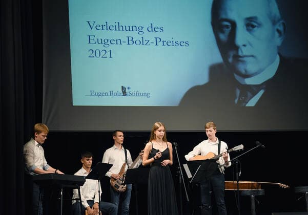 Rottenburg 30 09 2021 Award of the Eugen Bolz Prize 2021 EBG School Band ulmer