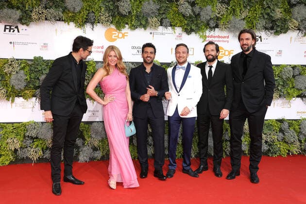 Simon Verhoeven, Palina Rojinski, Elyas M Barek, Frederick Lau, Quirin Berg and Max Wiedemann arriving at the German Film Award ceremony on 1 09 2021 in Berlin German Film Award 2021 in Berlin Arrival Red Carpet