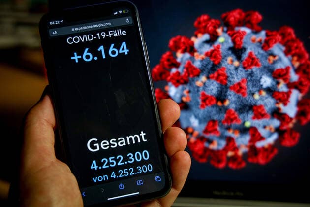 Coronavirus in Germany Covid 19 Dashboard of the Robert Koch Institute 03 10 2021 Robert Koch Institute 7 days Incidence 64.2 7 days Number of cases 53 366 COVID 19 cases 4 252 300 Addition of 6 164 compared to the previous day COVID 19 deaths 93 786 Addition of 9 compared to the previous day