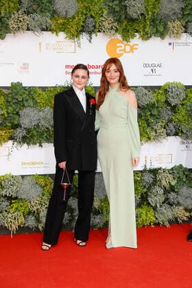 German Film Award 2021 Lea van Acken with Maria Ehrich on the red carpet at the Lola German Film Award 2021 ceremony at the Palais am Funkturm in Messe Berlin Copyright: xEventpressxGolejewskix