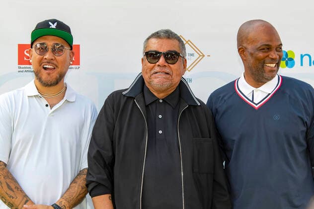 Ben Baller, George Lopez and Chris Spencer at the 14 George Lopez Celebrity Golf Classic tournament at Lakeside Country Club Toluca Lake, 04 10 2021. Foto:xE.xPowersx xFuturexImage
