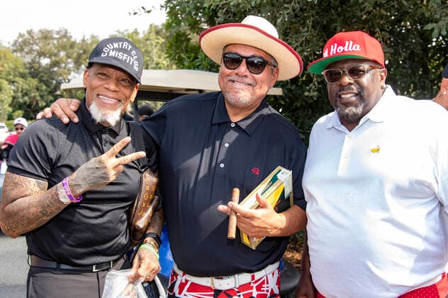D L Hughley, George Lopez and Cedric the Entertainer at the 14 George Lopez Celebrity Golf Classic Tournament at Lakeside Country Club Toluca Lake, 04 10 2021. Foto:xE.xPowersx xFuturexImage
