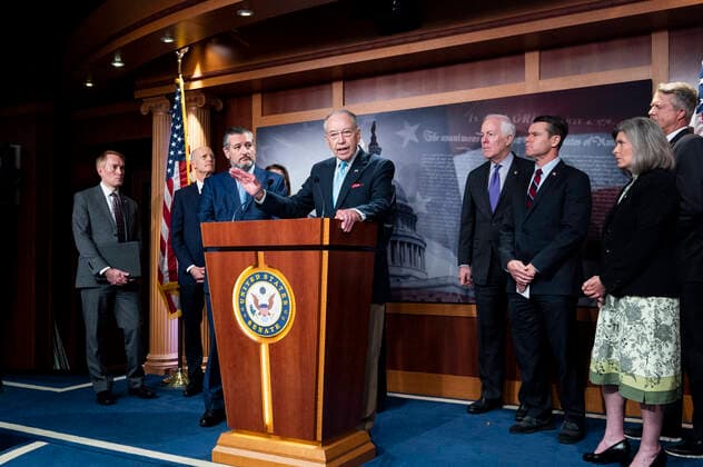 October 6, 2021, Washington, DC, United States: October 6, 2021 - Washington, DC, United States: U.S. Senator CHUCK GRASSLEY (R-IA) speaking at a press conference about the Southern Border. Washington United States - ZUMAb161 20211006_zap_b161_017 Copyright: xMichaelxBrochsteinx