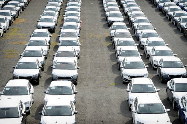 October 7, 2021, Mlada Boleslav, Czech Republic: Skoda Auto has problems with missing chips. New Skoda automobiles stand in a parking near Skoda Auto manufacturing plant near Mlada Boleslav city in the Czech Republic. ..Car manufacturer Skoda Auto will limit, or completely stop, production in all of its three factories in the Czech Republic from October 18 until the end of 2021. Mlada Boleslav Czech Republic - ZUMAr156 20211007_zap_r156_002 Copyright: xSlavekxRutax
