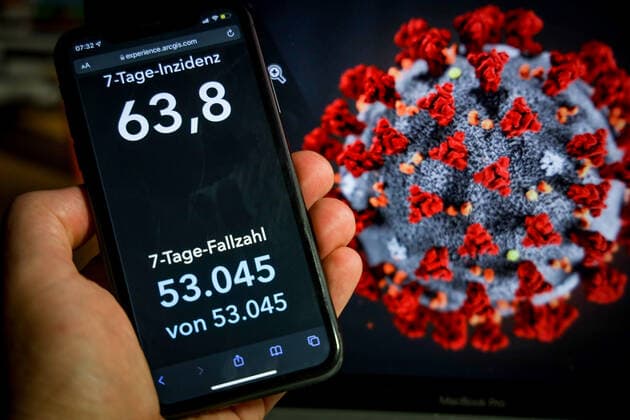 Coronavirus in Germany Covid 19 Dashboard of the Robert Koch Institute 08 10 2021 Robert Koch Institute 7 days Incidence 63.8 7 days Number of cases 53 045 COVID 19 cases 4 293 807 Addition of 10 429 compared to the previous day COVID 19 deaths 94 113 Addition of 86 compared to the previous day