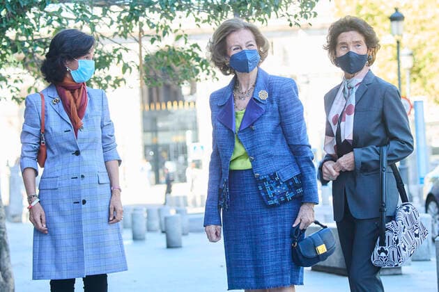 07-10-2021 Madrid Queen Sofia arriving for a meeting of the international circle of the reina Sofia superior school of music in Madrid. No Spain Â  Copyright: xPPEx