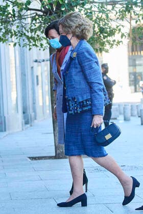 07-10-2021 Madrid Queen Sofia arriving for a meeting of the international circle of the reina Sofia superior school of music in Madrid. No Spain Â  Copyright: xPPEx