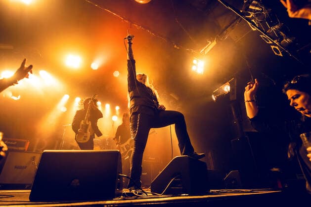 Grand Rezerva Malmo, Sweden. 08th, October 2021. The Swedish rock band Grand Rezerva performs a live concert at Kulturbolaget in Malmoe. Here vocalist Michael C. Svensson is seen live on stage. Malm? Sweden  Copyright: xGonzalesxPhoto JoexMillerx