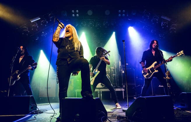 Grand Rezerva Malmo, Sweden. 08th, October 2021. The Swedish rock band Grand Rezerva performs a live concert at Kulturbolaget in Malmoe. Here vocalist Michael C. Svensson is seen live on stage. Malm? Sweden  Copyright: xGonzalesxPhoto JoexMillerx