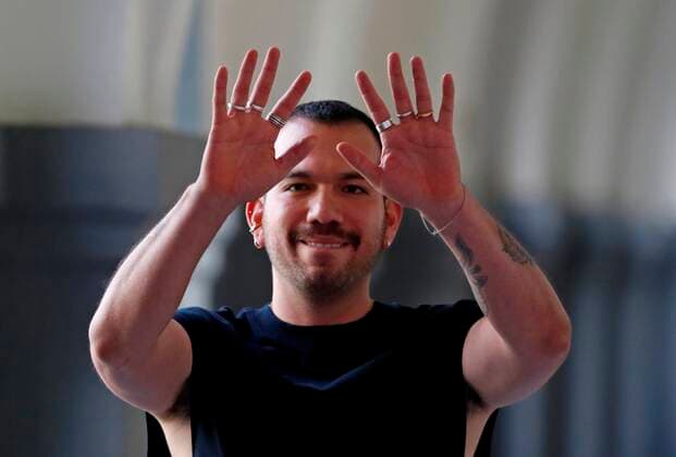 Mexican designer Francisco Cancino greets after his show, during the second day of the Mercedez Benz Fashion Week Mexico, in Mexico City, Mexico, 11 October 2021. Mercedes Benz Fashion Week Mexico !ACHTUNG: NUR REDAKTIONELLE NUTZUNG!  Copyright: xMarioxGuzmanx MEX3686 20211011-b762631370801641caeae74584e4c90a5f622dd8