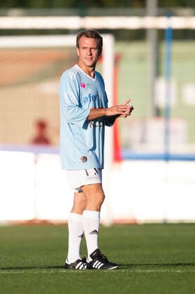 Emmanuel Macron - President de la Republique Francaise FOOTBALL : Match de Gala du Varietes Club de France - 14 10 2021 JBAutissier Panoramic 