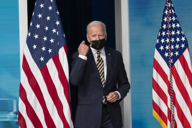 President Joe Biden arrives to deliver remarks on the administration s coronavirus response and the vaccination program from the Eisenhower Executive Office Building near the White House in Washington, DC on Thursday, October 14, 2021.  WAP20211014549 SARAHxSILBIGER
