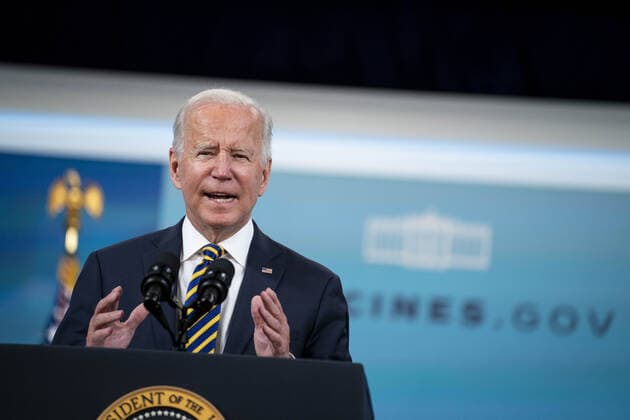 President Joe Biden delivers remarks on the administration s coronavirus response and the vaccination program from the Eisenhower Executive Office Building near the White House in Washington, DC on Thursday, October 14, 2021.  WAP20211014554 SARAHxSILBIGER