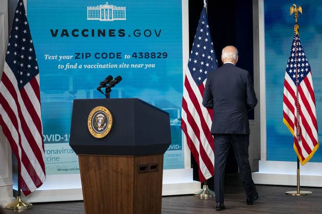 President Joe Biden departs following remarks on the administration s coronavirus response and the vaccination program from the Eisenhower Executive Office Building near the White House in Washington, DC on Thursday, October 14, 2021.  WAP20211014560 SARAHxSILBIGER
