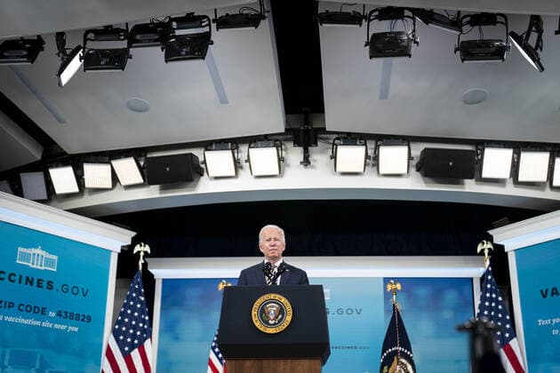 President Joe Biden delivers remarks on the administration s coronavirus response and the vaccination program from the Eisenhower Executive Office Building near the White House in Washington, DC on Thursday, October 14, 2021.  WAP20211014562 SARAHxSILBIGER