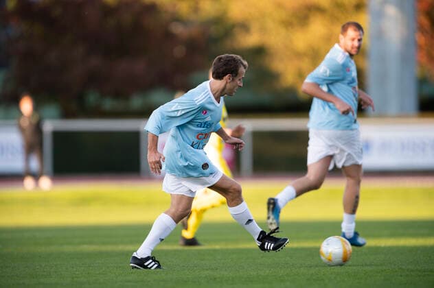 Emmanuel Macron - President de la Republique Francaise FOOTBALL : Match de Gala du Varietes Club de France - 14 10 2021 JBAutissier Panoramic 